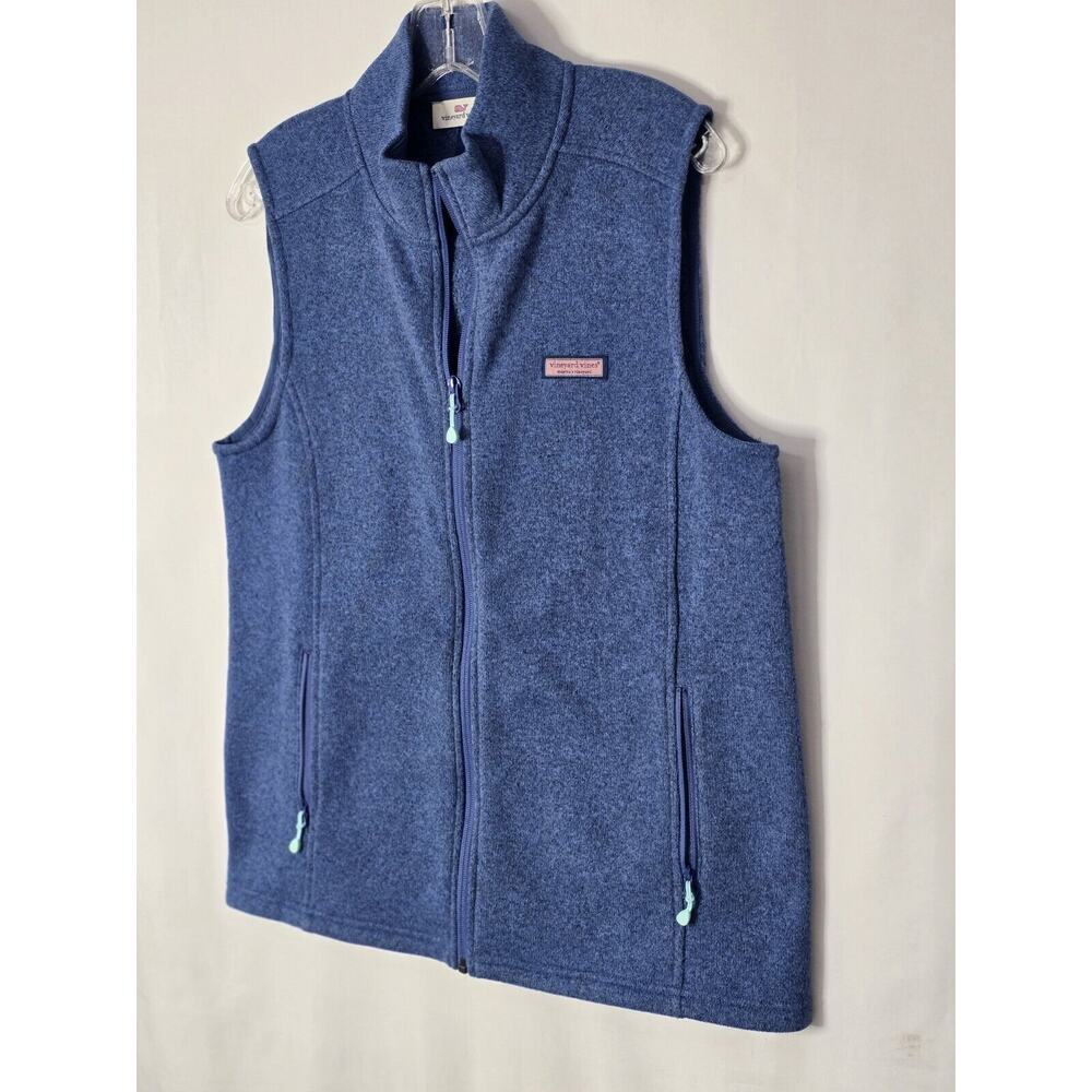 Vineyard Vines Martha's Vineyard Fleece Vest Size M Women’s Full Zip Blue - Picture 2 of 6